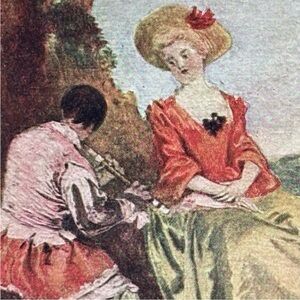 A PASTORAL French Jean-Antoine Watteau Fine Art Print 1900’s Vintage Original